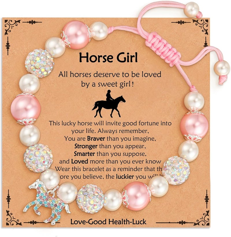 VULETO Axolotl/Horse Bracelet Gifts for Girls Women, Charm Pearl Beads Cute Stuff Valentines Birthday Jewelry for Kids Teens - Image 1
